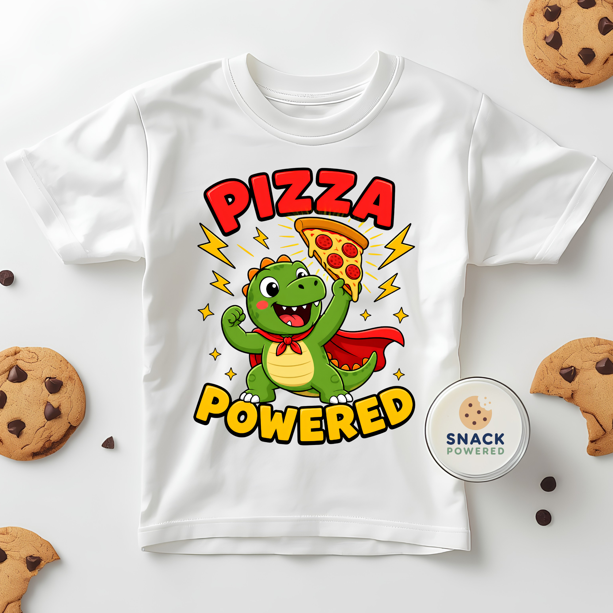 Pizza Powered Dino - Toddler Short Sleeve Tee