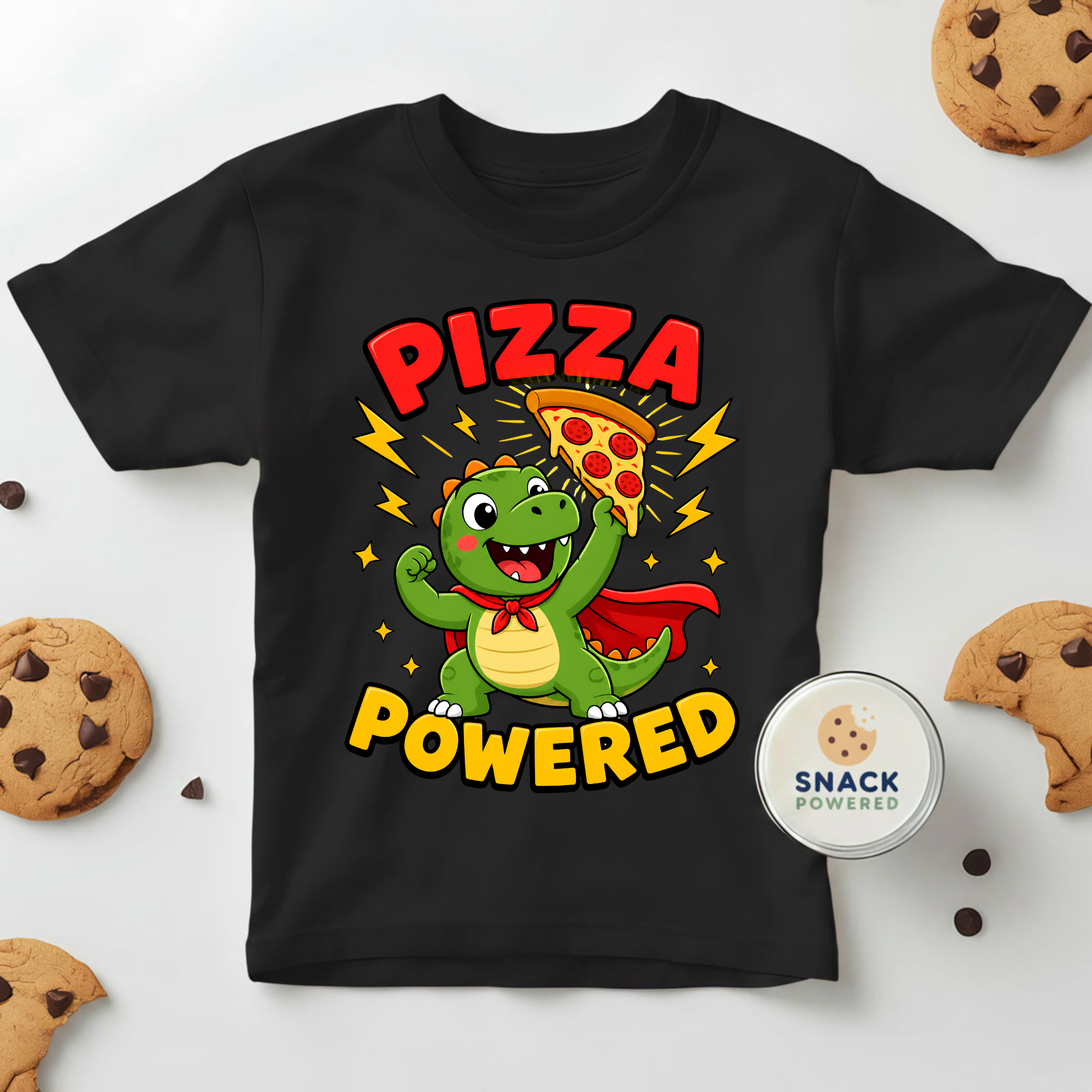 Pizza Powered Dino - Toddler Short Sleeve Tee