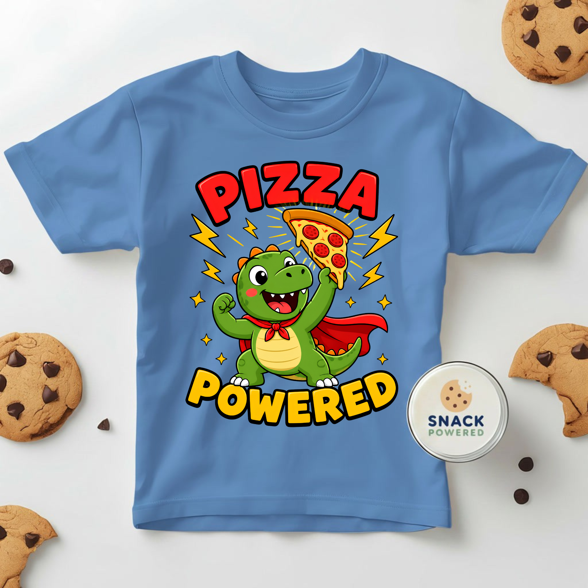 Pizza Powered Dino - Toddler Short Sleeve Tee