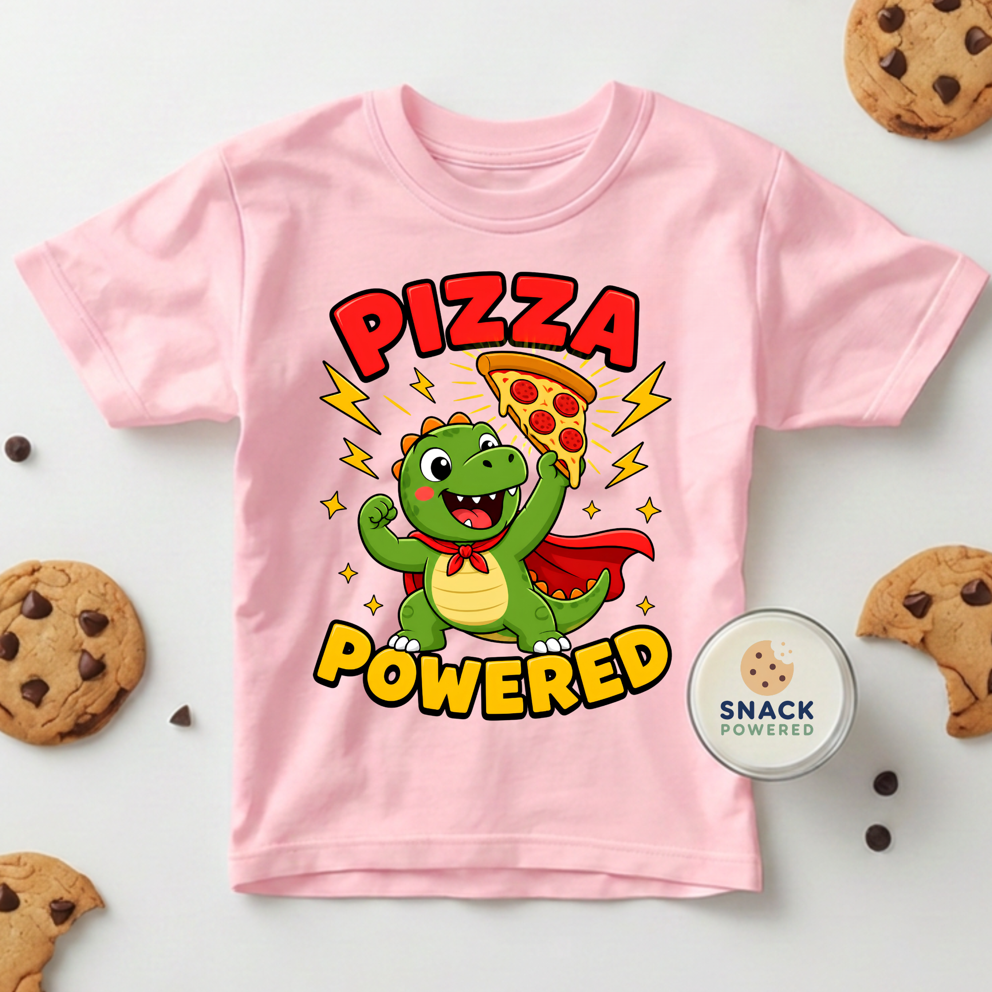 Pizza Powered Dino - Toddler Short Sleeve Tee