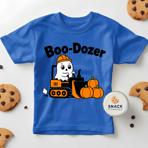Boo Dozer Halloween Kids T-Shirt – Funny Graphic Tee, Ages 6–12
